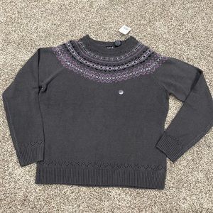 NEW NorthCrest grey & purple knit sweater